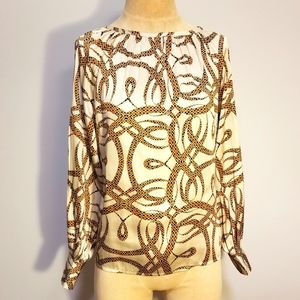 RICHARD ALLEN X H&M SNAKE PRINT BLOUSE SIZE 2 COLLAB PREPPY HIPSTER WORK OFFICE